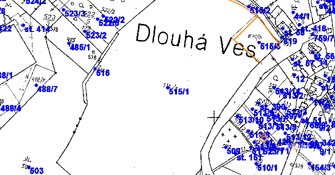 Parcela st. 515/1 v KÚ Dlouhá Ves u Sušice, Katastrální mapa