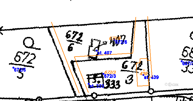 Parcela st. 407 v KÚ Dlouhá Ves u Sušice, Katastrální mapa