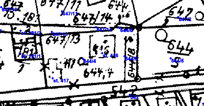 Parcela st. 416 v KÚ Dlouhá Ves u Sušice, Katastrální mapa