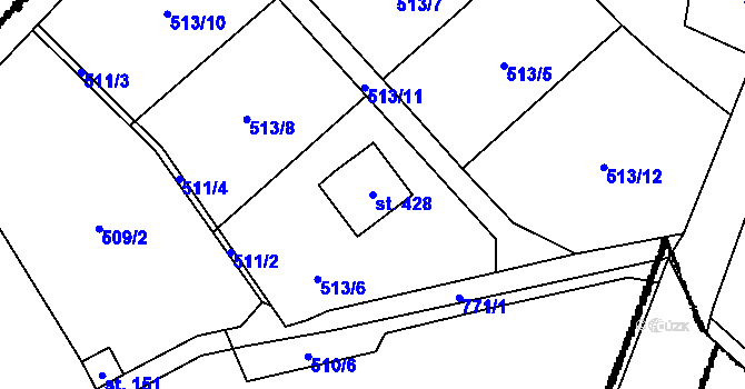 Parcela st. 428 v KÚ Dlouhá Ves u Sušice, Katastrální mapa