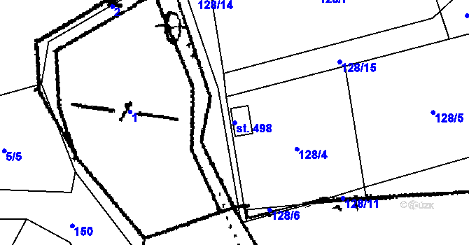 Parcela st. 498 v KÚ Dlouhá Ves u Sušice, Katastrální mapa