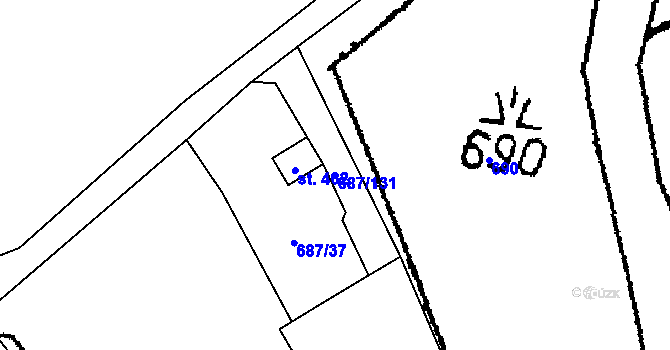 Parcela st. 687/131 v KÚ Dlouhá Ves u Sušice, Katastrální mapa