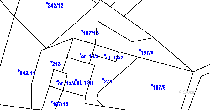 Parcela st. 13/2 v KÚ Janovice u Sušice, Katastrální mapa