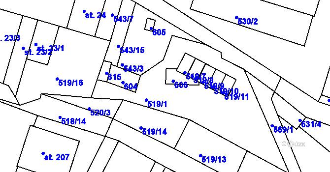 Parcela st. 55 v KÚ Nové Městečko, Katastrální mapa