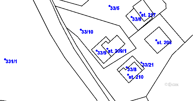 Parcela st. 33/9 v KÚ Nové Městečko, Katastrální mapa