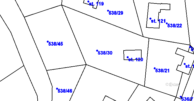 Parcela st. 538/30 v KÚ Nové Městečko, Katastrální mapa