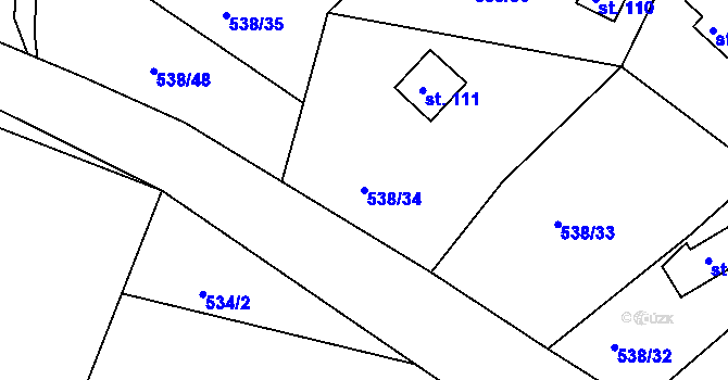 Parcela st. 538/34 v KÚ Nové Městečko, Katastrální mapa