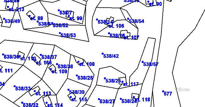 Parcela st. 538/42 v KÚ Nové Městečko, Katastrální mapa