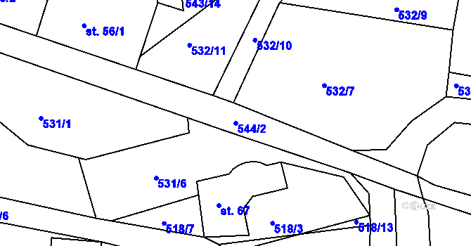 Parcela st. 544/2 v KÚ Nové Městečko, Katastrální mapa