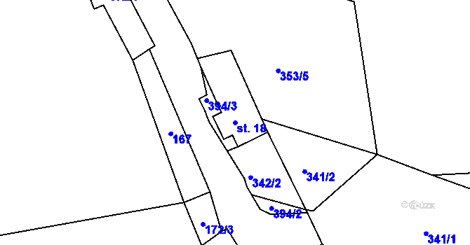 Parcela st. 18 v KÚ Platoř, Katastrální mapa