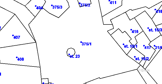 Parcela st. 375/1 v KÚ Platoř, Katastrální mapa