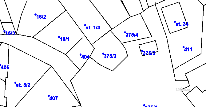 Parcela st. 375/3 v KÚ Platoř, Katastrální mapa