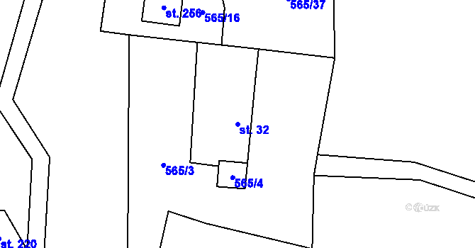 Parcela st. 32 v KÚ Dlouhá Ves u Havlíčkova Brodu, Katastrální mapa