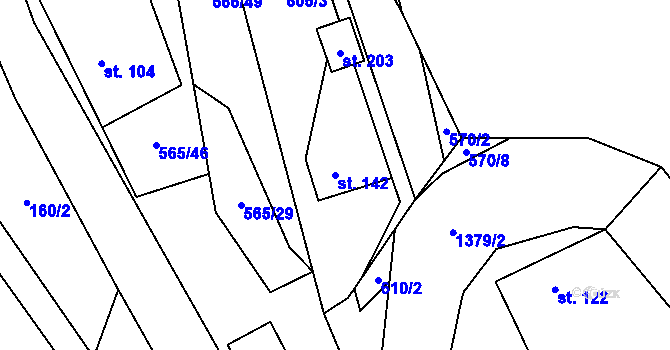 Parcela st. 142 v KÚ Dlouhá Ves u Havlíčkova Brodu, Katastrální mapa