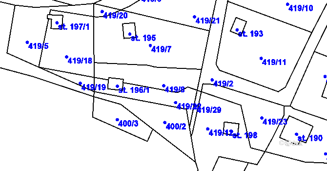 Parcela st. 419/8 v KÚ Dlouhá Ves u Havlíčkova Brodu, Katastrální mapa