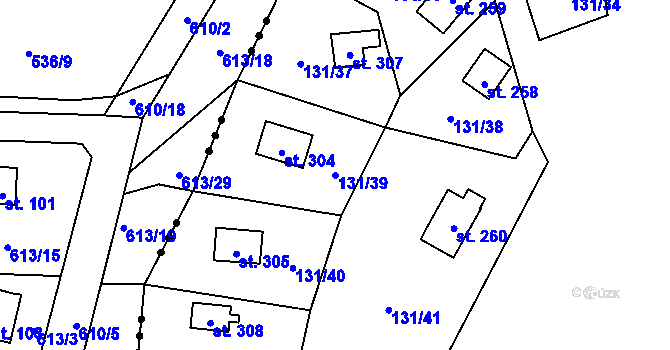 Parcela st. 131/39 v KÚ Dlouhá Ves u Havlíčkova Brodu, Katastrální mapa
