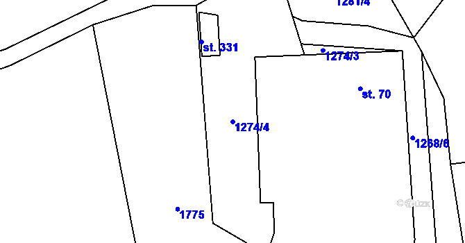 Parcela st. 1274/4 v KÚ Dlouhá Ves u Havlíčkova Brodu, Katastrální mapa