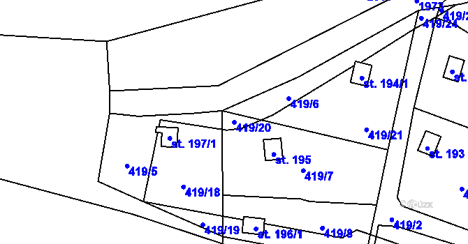 Parcela st. 419/20 v KÚ Dlouhá Ves u Havlíčkova Brodu, Katastrální mapa