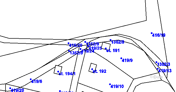 Parcela st. 419/25 v KÚ Dlouhá Ves u Havlíčkova Brodu, Katastrální mapa