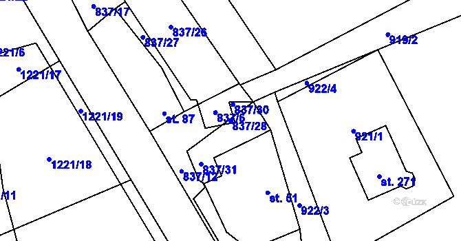 Parcela st. 837/28 v KÚ Dlouhá Ves u Havlíčkova Brodu, Katastrální mapa