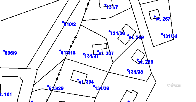 Parcela st. 307 v KÚ Dlouhá Ves u Havlíčkova Brodu, Katastrální mapa