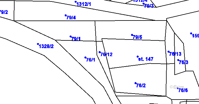 Parcela st. 76/12 v KÚ Dlouhá Ves u Havlíčkova Brodu, Katastrální mapa