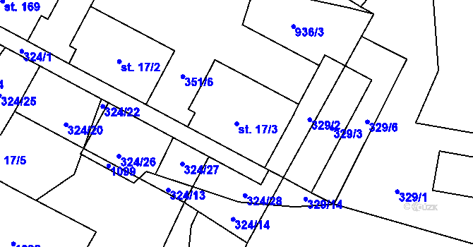 Parcela st. 17/3 v KÚ Dlouhá Ves u Rychnova nad Kněžnou, Katastrální mapa