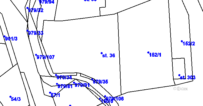 Parcela st. 36 v KÚ Dlouhá Ves u Rychnova nad Kněžnou, Katastrální mapa