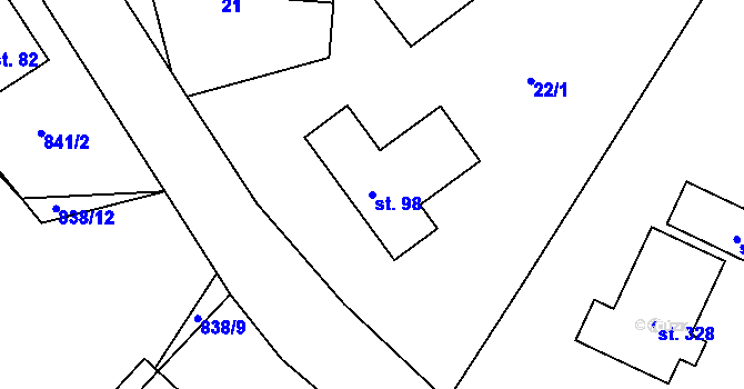 Parcela st. 98 v KÚ Dlouhá Ves u Rychnova nad Kněžnou, Katastrální mapa