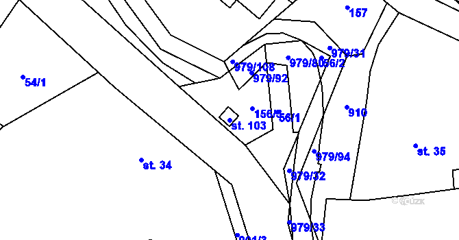 Parcela st. 103 v KÚ Dlouhá Ves u Rychnova nad Kněžnou, Katastrální mapa