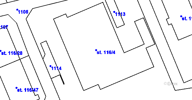 Parcela st. 116/4 v KÚ Dlouhá Ves u Rychnova nad Kněžnou, Katastrální mapa
