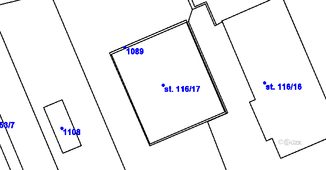 Parcela st. 116/17 v KÚ Dlouhá Ves u Rychnova nad Kněžnou, Katastrální mapa