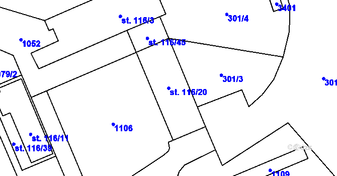 Parcela st. 116/20 v KÚ Dlouhá Ves u Rychnova nad Kněžnou, Katastrální mapa