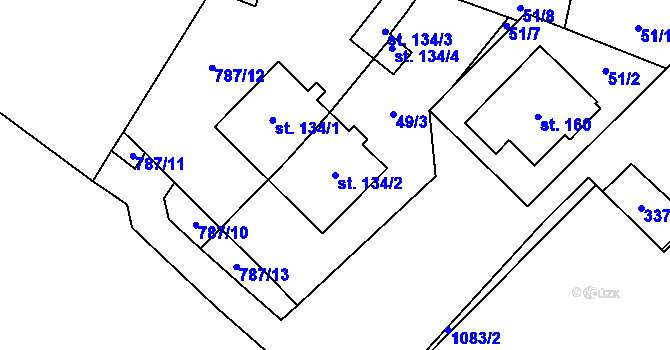Parcela st. 134/2 v KÚ Dlouhá Ves u Rychnova nad Kněžnou, Katastrální mapa