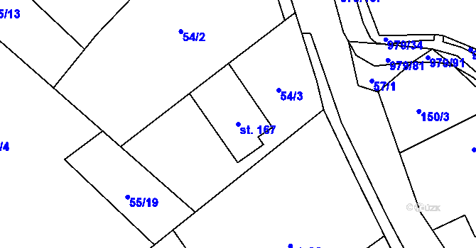 Parcela st. 167 v KÚ Dlouhá Ves u Rychnova nad Kněžnou, Katastrální mapa