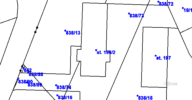 Parcela st. 196/2 v KÚ Dlouhá Ves u Rychnova nad Kněžnou, Katastrální mapa