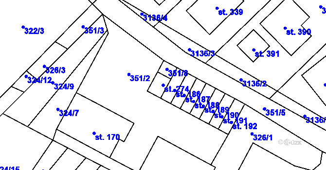 Parcela st. 274 v KÚ Dlouhá Ves u Rychnova nad Kněžnou, Katastrální mapa