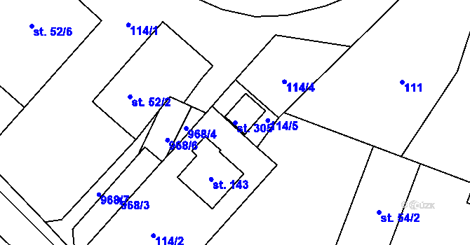 Parcela st. 305 v KÚ Dlouhá Ves u Rychnova nad Kněžnou, Katastrální mapa