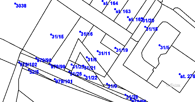Parcela st. 31/11 v KÚ Dlouhá Ves u Rychnova nad Kněžnou, Katastrální mapa