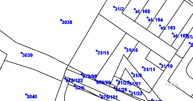 Parcela st. 31/15 v KÚ Dlouhá Ves u Rychnova nad Kněžnou, Katastrální mapa