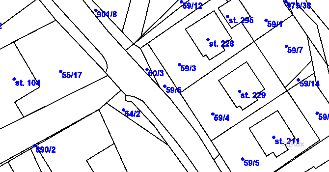 Parcela st. 59/6 v KÚ Dlouhá Ves u Rychnova nad Kněžnou, Katastrální mapa