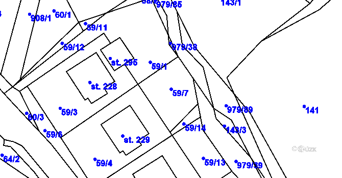 Parcela st. 59/7 v KÚ Dlouhá Ves u Rychnova nad Kněžnou, Katastrální mapa