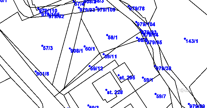 Parcela st. 59/11 v KÚ Dlouhá Ves u Rychnova nad Kněžnou, Katastrální mapa