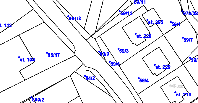 Parcela st. 60/3 v KÚ Dlouhá Ves u Rychnova nad Kněžnou, Katastrální mapa