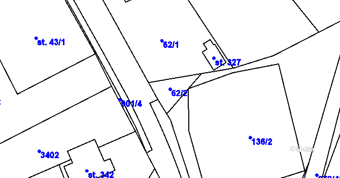 Parcela st. 62/2 v KÚ Dlouhá Ves u Rychnova nad Kněžnou, Katastrální mapa