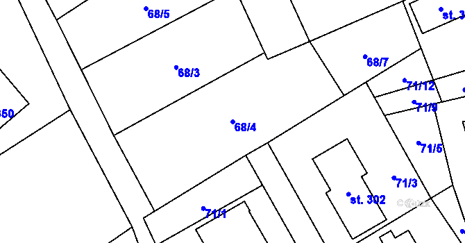 Parcela st. 68/4 v KÚ Dlouhá Ves u Rychnova nad Kněžnou, Katastrální mapa