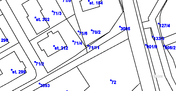 Parcela st. 71/11 v KÚ Dlouhá Ves u Rychnova nad Kněžnou, Katastrální mapa