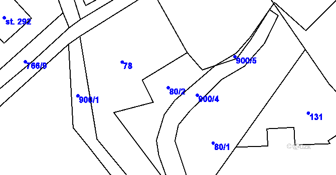 Parcela st. 80/2 v KÚ Dlouhá Ves u Rychnova nad Kněžnou, Katastrální mapa
