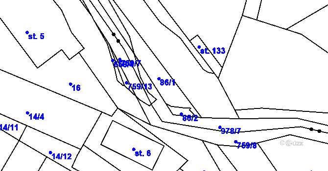 Parcela st. 86 v KÚ Dlouhá Ves u Rychnova nad Kněžnou, Katastrální mapa