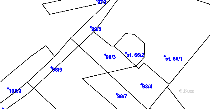 Parcela st. 98/3 v KÚ Dlouhá Ves u Rychnova nad Kněžnou, Katastrální mapa
